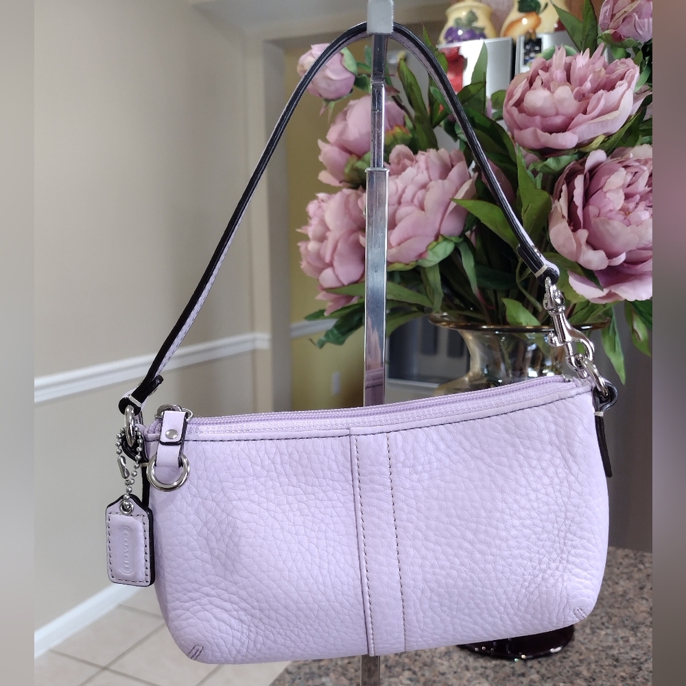 COACH Light Purple  Pebbled Leather  Wristlet